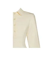 Miss Circle Women's Obelia Off White Long Sleeve Polo Mini Dress