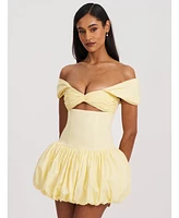 Miss Circle Women's Umika Butter Yellow Bubble Hem Mini Dress