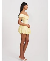 Miss Circle Women's Umika Butter Yellow Bubble Hem Mini Dress