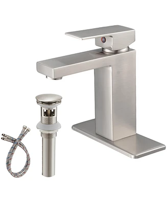 Greenspring Single Hole Single-Handle Low-Arc Bathroom Faucet With Pop-up Drain Assembly Polished Chrome
