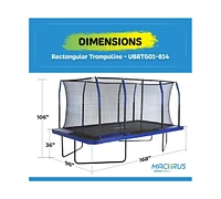 Plexalife 8' X 14' Gymnastics Style, Rectangular Trampoline Set with Premium Top-Ring Enclosure System - Blue/Black