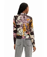 Desigual Women's Long-sleeved shirt with flowers.