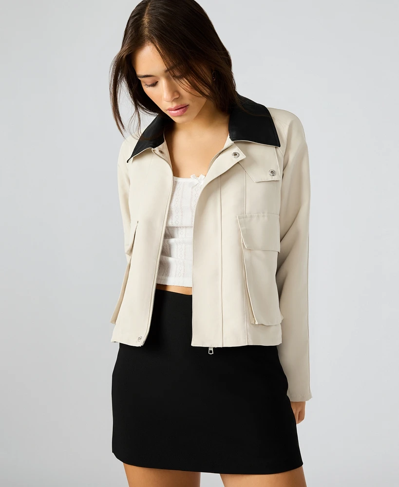 Steve Madden Women's Justina Contrast-Collar Jacket