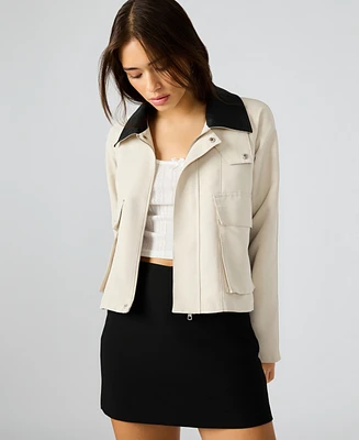 Steve Madden Women's Justina Contrast-Collar Jacket