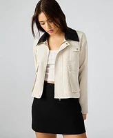 Steve Madden Women's Justina Contrast-Collar Jacket