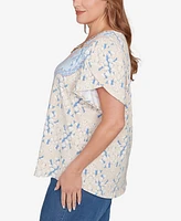Ruby Rd. Plus Embellished Scallop Printed Top
