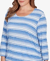 Ruby Rd. Plus Textured Stripe Drawstring Top