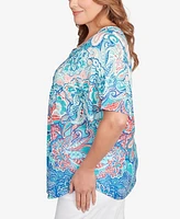 Ruby Rd. Plus Embellished Layered Paisley Top