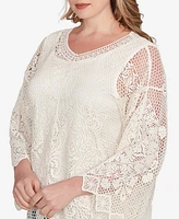 Ruby Rd. Plus Lined Medallion Crochet Top