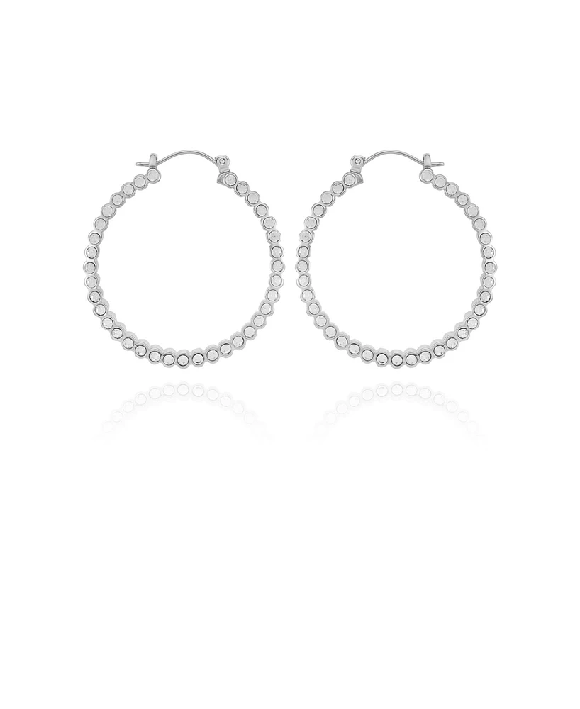 Vince Camuto Silver-Tone Textured Hoop Earrings