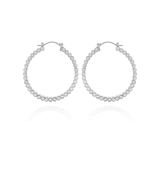 Vince Camuto Silver-Tone Textured Hoop Earrings