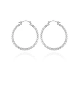 Vince Camuto Silver-Tone Textured Hoop Earrings