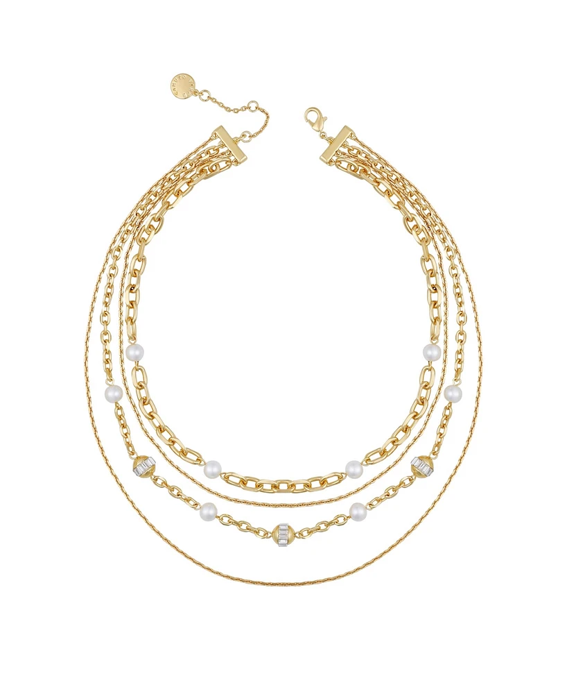 Vince Camuto Layered Gold-Tone Chain Cultivated Pearl Necklace