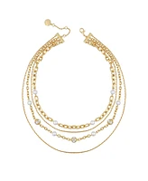 Vince Camuto Layered Gold-Tone Chain Cultivated Pearl Necklace