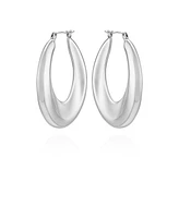 Vince Camuto Silver Tone Bold Oval Hoop Earrings