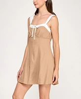 Trixxi Juniors' Printed Contrast-Trim Sleeveless Fit & Flare Dress