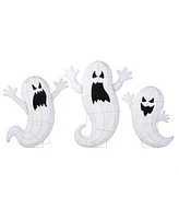 Glitzhome Lighted Halloween Ghosts Family Outdoor Decor with Warm White Led Lights, Set of 3