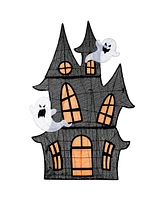 Glitzhome 61.75" Lighted Halloween Haunted House Outdoor Decor with Warm White Led Lights