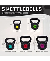 Sporzon! Wide Grip Kettle Bell Strength Training Weight Set, 5, 10, 15, 20, 25lb
