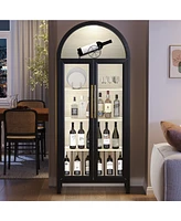 Vlsrka Curio Cabinet w/ Glass Doors, 5-Tier Shelf, Lights & Sensor