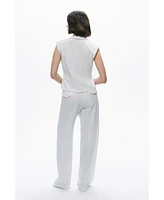 Nocturne Women's Sleeveless Linen Blend Shirt with Shoulder Pads