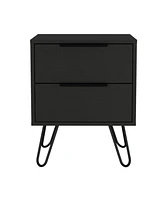 Slickblue Two Drawer Nightstand Faux Wood Finish for Bedside or Living Room