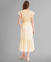 julia jordan Women's Chiffon Tie-Neck Sleeveless Maxi Dress