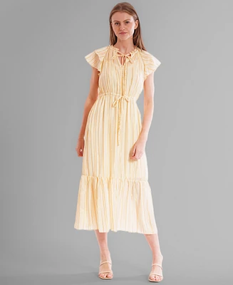julia jordan Women's Chiffon Tie-Neck Sleeveless Maxi Dress