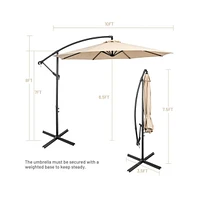 10 Feet Offset Umbrella with 8 Ribs Cantilever and Cross Base