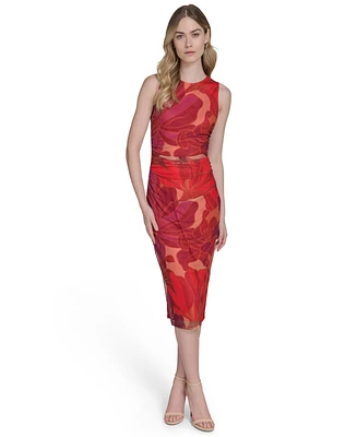 Vince Camuto Women's Sleeveless Mesh Midi Dress