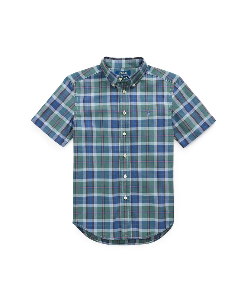 Polo Ralph Lauren Big Boys Plaid Oxford Short Sleeve Shirt