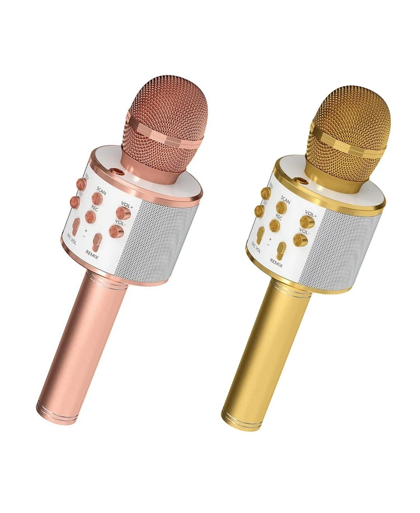 5 Core Microphone Wireless Karaoke Mic With Speaker 3 in 1 Portable Bluetooth Microfono Inalambrico - Wm Spk Copper+Gld