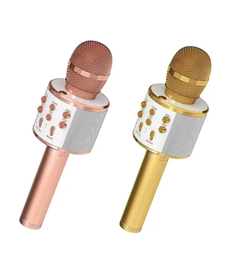 5 Core Microphone Wireless Karaoke Mic With Speaker 3 in 1 Portable Bluetooth Microfono Inalambrico - Wm Spk Copper+Gld
