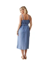 Ingrid + Isabel Maternity Chambray Button Down Midi Dress