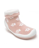 Komuello Baby Girls First Walk Sock Shoes Daisies