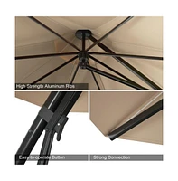 11 Feet Outdoor Cantilever Hanging Umbrella with Base and Wheels