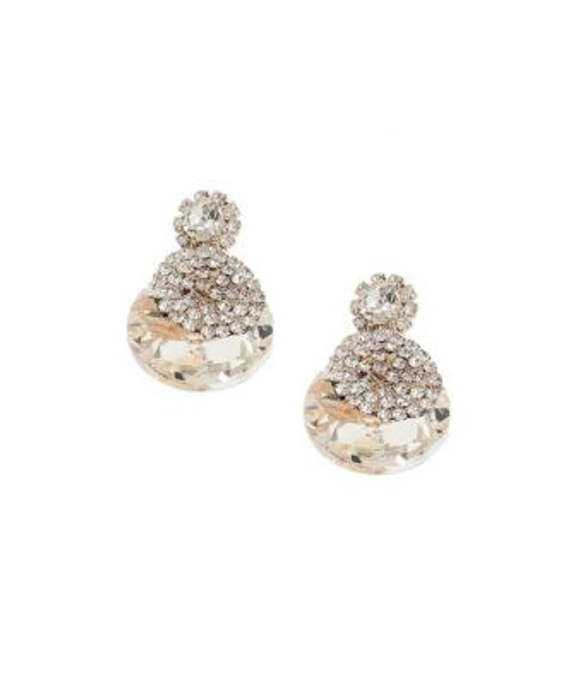 Sohi Womens Silver Stone Drop Earrings
