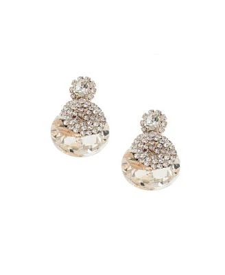 Sohi Womens Silver Stone Drop Earrings