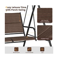 2 Person Porch Swing with Adjustable Canopy and Padded Seat