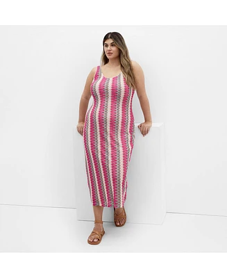 City Chic Plus Leilani Stripe Dress