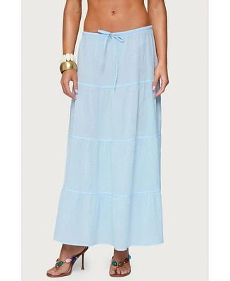 Edikted Women's Kaila Cotton Tiered Maxi Skirt