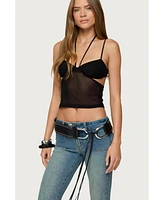 Edikted Women's Strappy Sheer Mesh Cupped Top