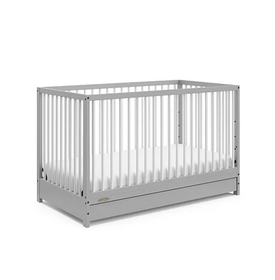 Graco Teddi 5-in-1 Convertible Crib with Drawer - Pebble Gray and White