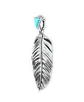 American West Jewelry Sterling Silver Sleeping Beauty Turquoise Fritz Casuse Prayer Feather Pendant Enhancer