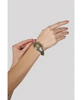 American West Jewelry Sterling Silver Picture Jasper Oval Cut Bear Cuff Bracelet