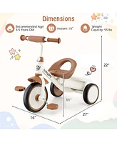 Kids Tricycle Toddler Trike with Adjustable Seat & Storage Basket 3 Wheel Bike
