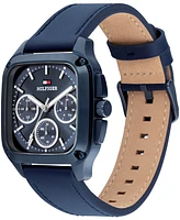 Tommy Hilfiger Women's Multifunction Blue Leather Strap Watch, 39mm