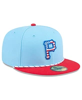 New Era Men's Light Blue/Red Pittsburgh Pirates 2025 Fourth of July 59FIFTY Fitted Hat