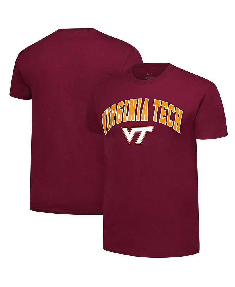 Fanatics Unlabeled Men's Maroon Virginia Tech Hokies Basic Distressed Arch Mascot T-Shirt