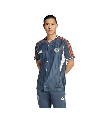 Adidas Men's Gray Bayern Munich Us Pack Full-Button Baseball Jersey